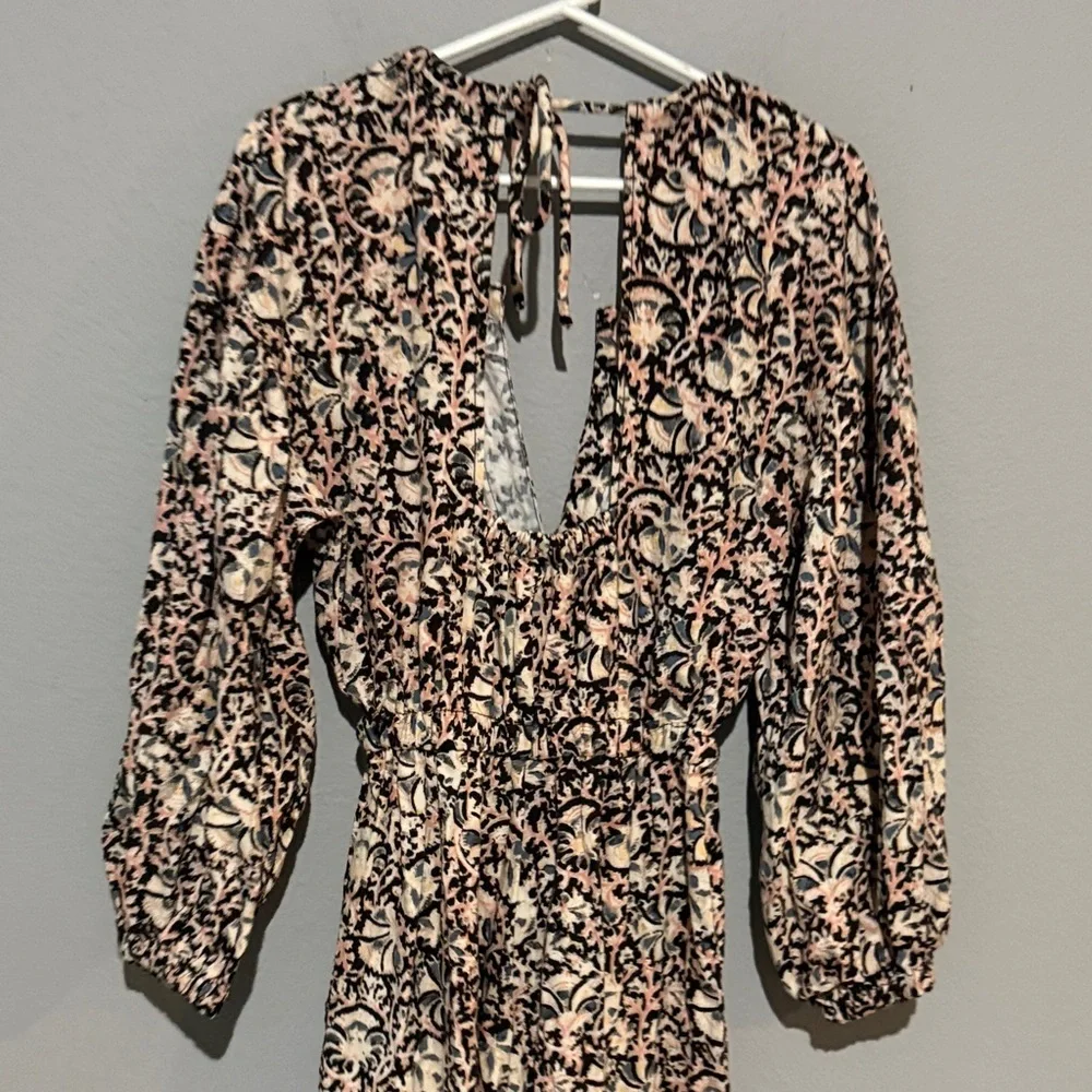 Free People Black and Cream Floral Jumpsuit coveralls I got a feeling